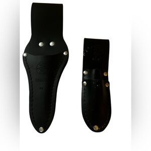 Klein Tools 2Pc Black Leather Scissors & Small Tool Pouches